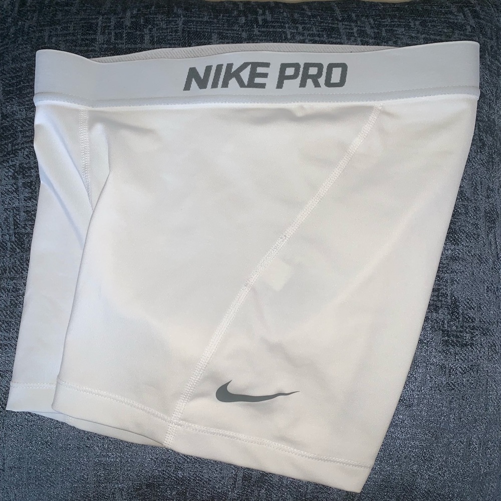 White Nike Pro 3” Shorts